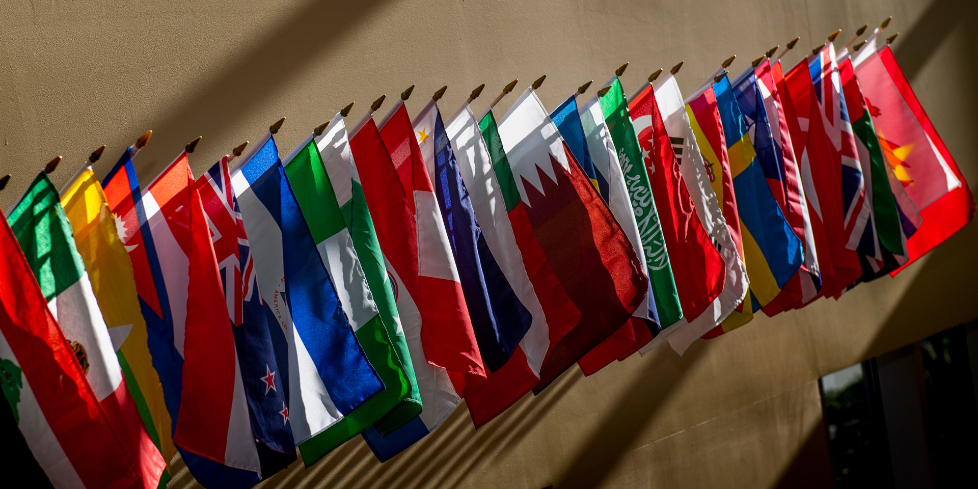 international flags lined up