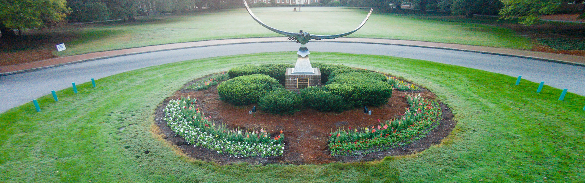 Seahawk statue in front of Hoggard Hall