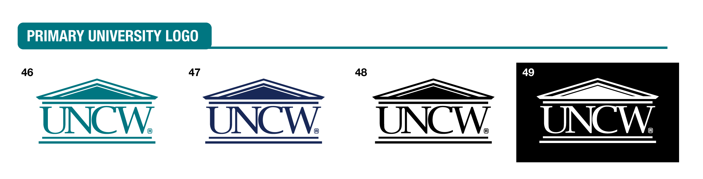 Below, you will find 4 options for the UNCW house logo that vary in color. If you need assistance with the options below, please contact us.